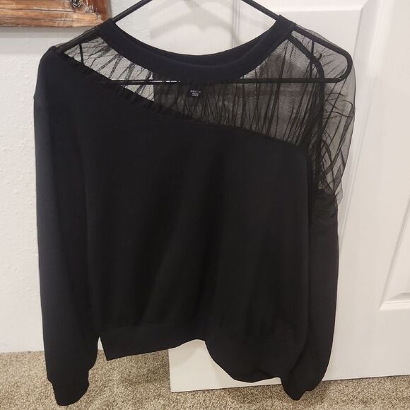 Anthropologie Black Sheer Panel Sweater - Picture 4 of 4